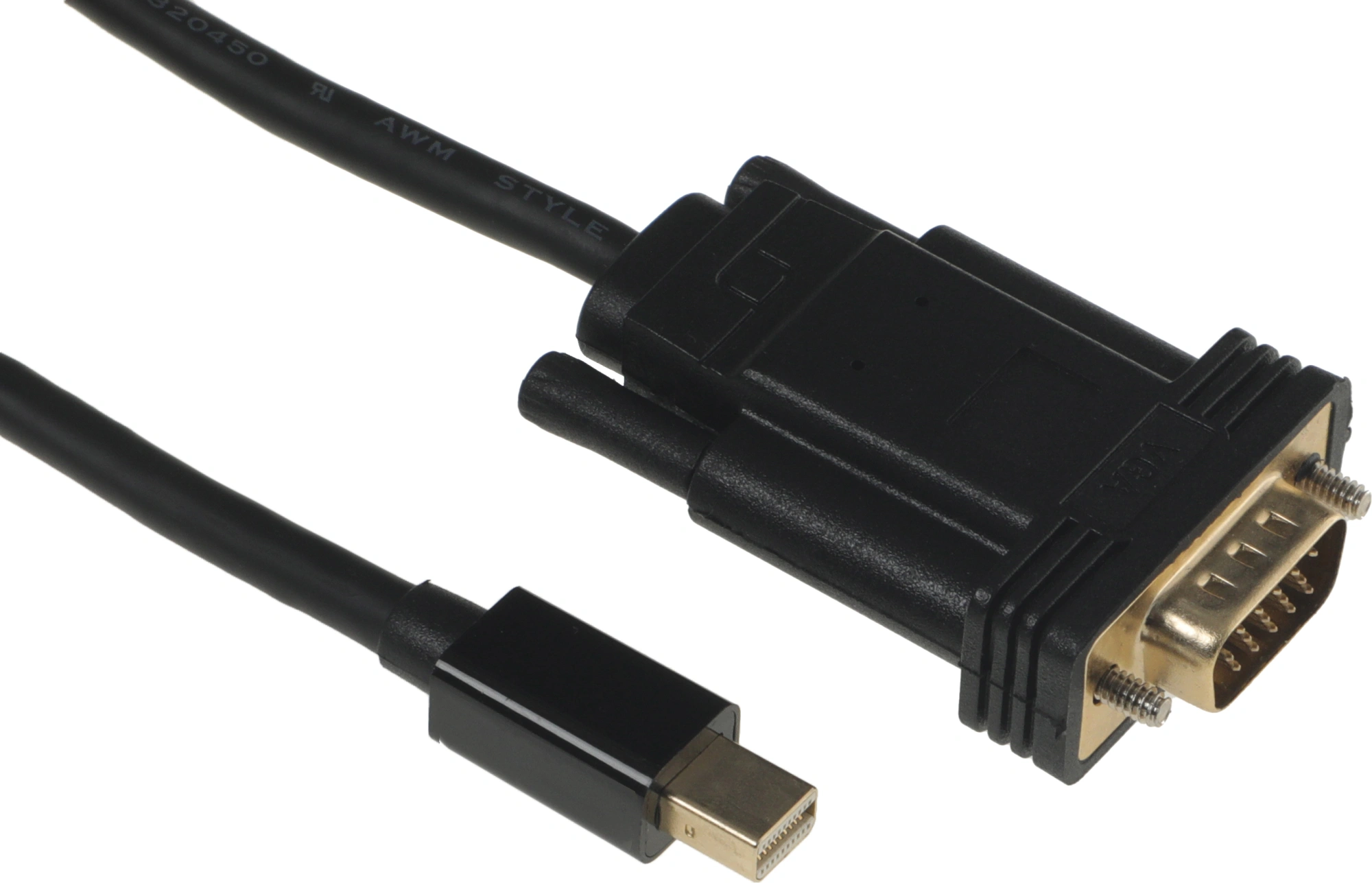 Кабель-переходник видео 1.1v miniDisplayport (m)/VGA (m) 2м. черный — миниатюра 4