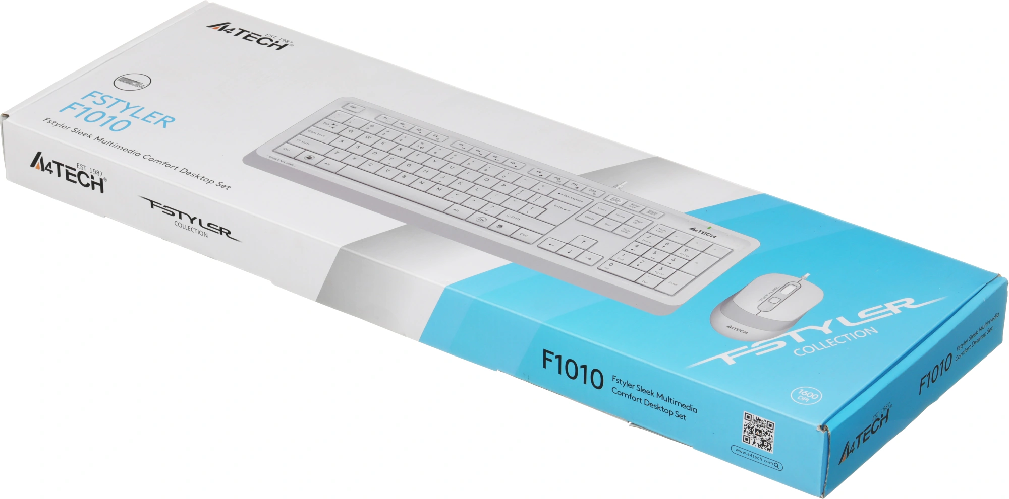 Клавиатура + мышь A4Tech Fstyler F1010 клав:белый/серый мышь:белый/серый USB Multimedia (F1010 WHITE) — миниатюра 8