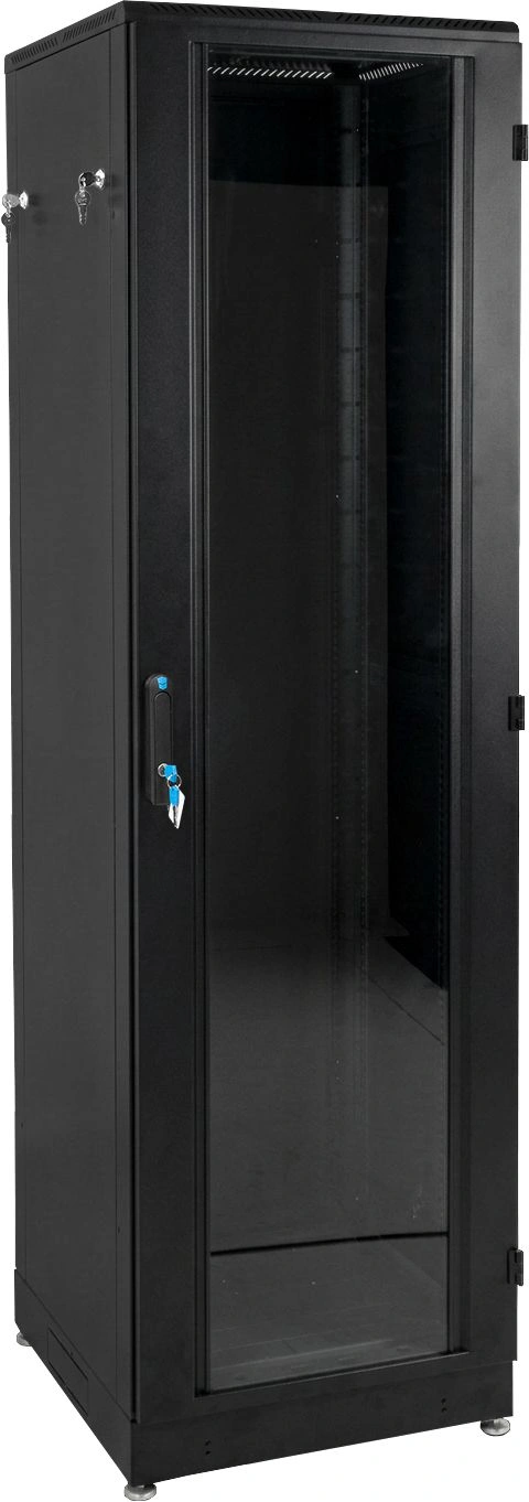 Шкаф серверный ЦМО (ШТК-М-42.6.10-1ААА-9005) напольный 42U 600x1000мм пер.дв.стекл задн.дв.стал.лист 2 бок.пан. направл.под закл.гайки 1010кг черный 855мм 133кг 180град. 2030мм IP20