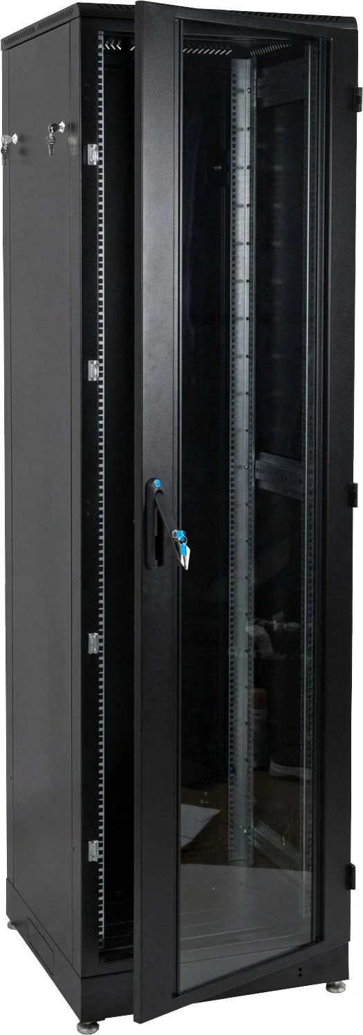 Шкаф серверный ЦМО (ШТК-М-42.6.10-1ААА-9005) напольный 42U 600x1000мм пер.дв.стекл задн.дв.стал.лист 2 бок.пан. направл.под закл.гайки 1010кг черный 855мм 133кг 180град. 2030мм IP20 — миниатюра 6