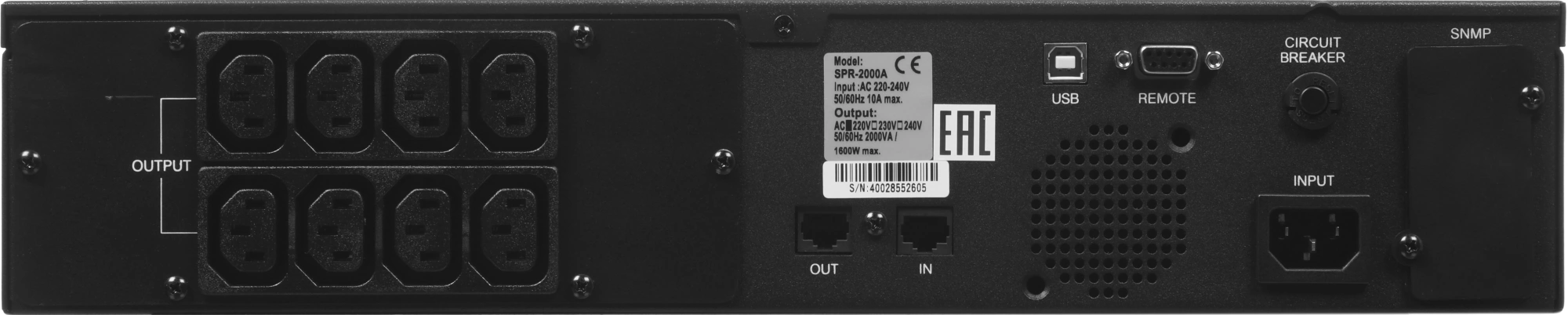 Источник бесперебойного питания Powercom Smart King Pro+ SPR-2000 LCD 1600Вт 2000ВА черный — миниатюра 16