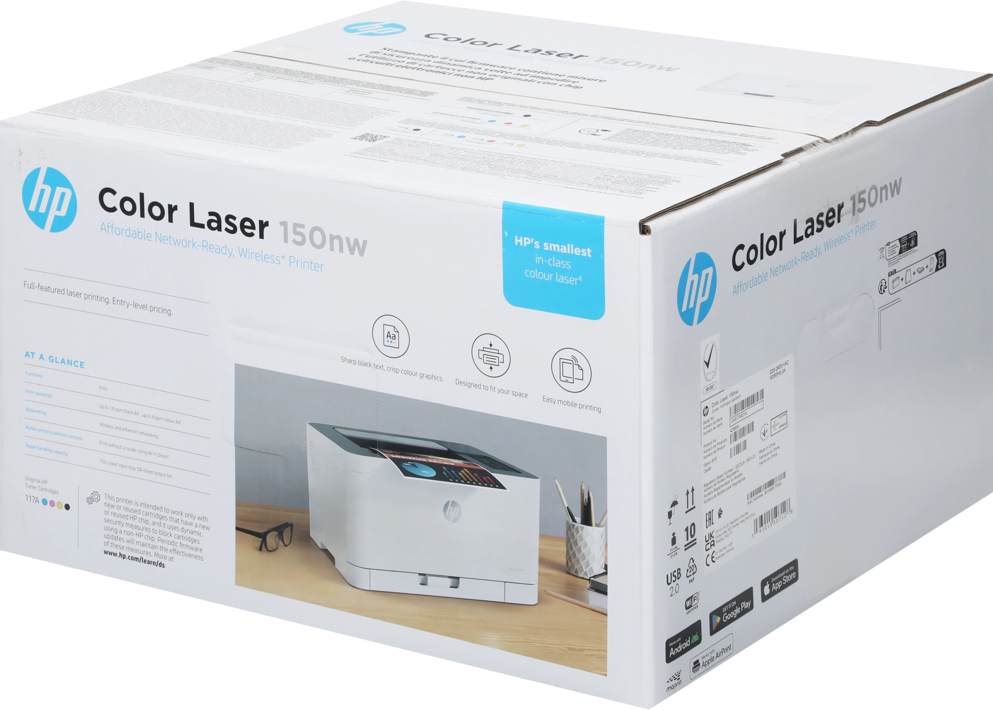 Принтер лазерный HP Color LaserJet 150nw (4ZB95A) A4 WiFi белый — миниатюра 17