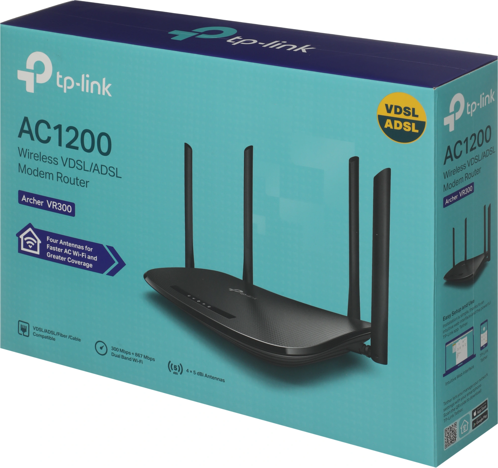 Роутер беспроводной TP-Link Archer VR300 AC1200 10/100BASE-TX/ADSL черный — миниатюра 2
