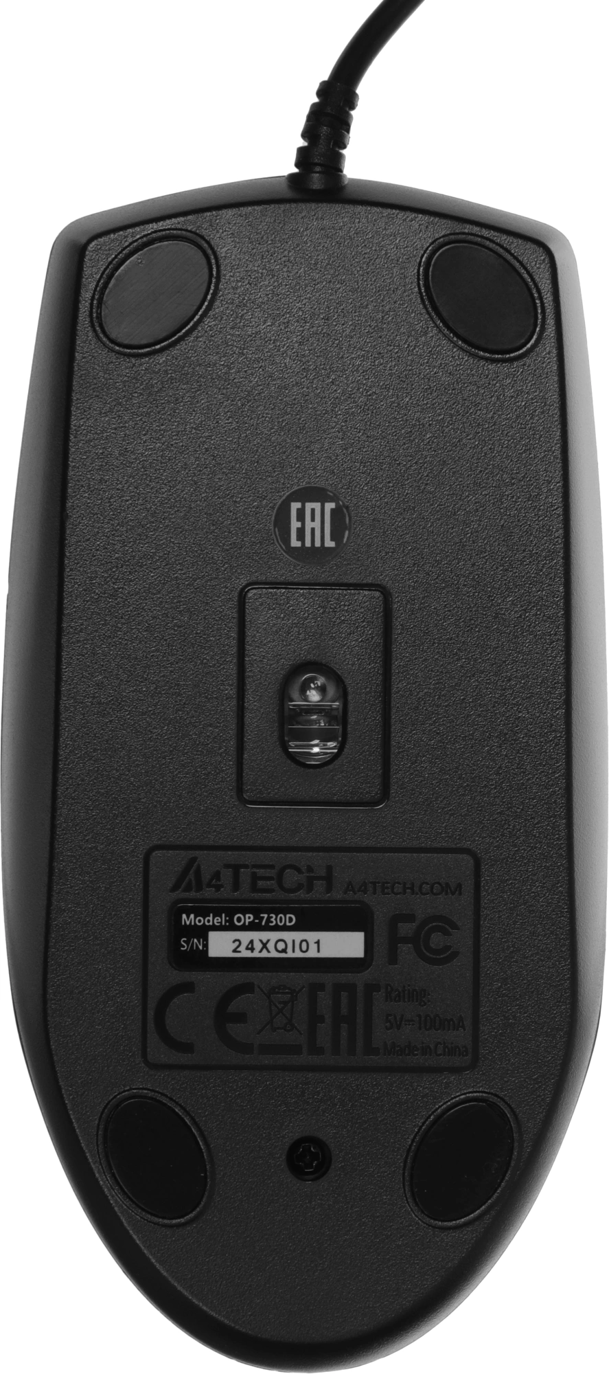 Мышь A4Tech OP-730D черный оптическая 1200dpi USB 4but — миниатюра 2