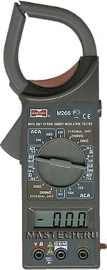 Клещи токоизмерительные Mastech M266 цифр. измер.ток:переменный черный (13-1306) — фото 1