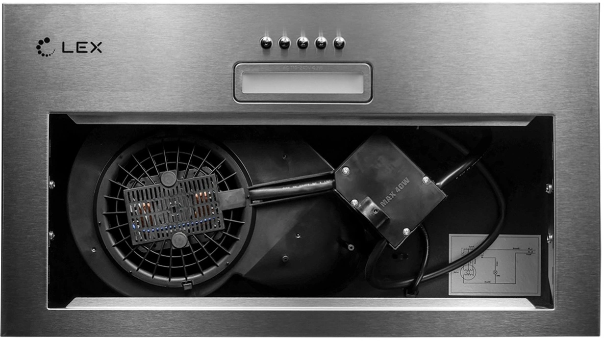 Вытяжка встраиваемая Lex GS Bloc LIGHT 600 INOX нержавеющая сталь управление: кнопочное (1 мотор) — миниатюра 6