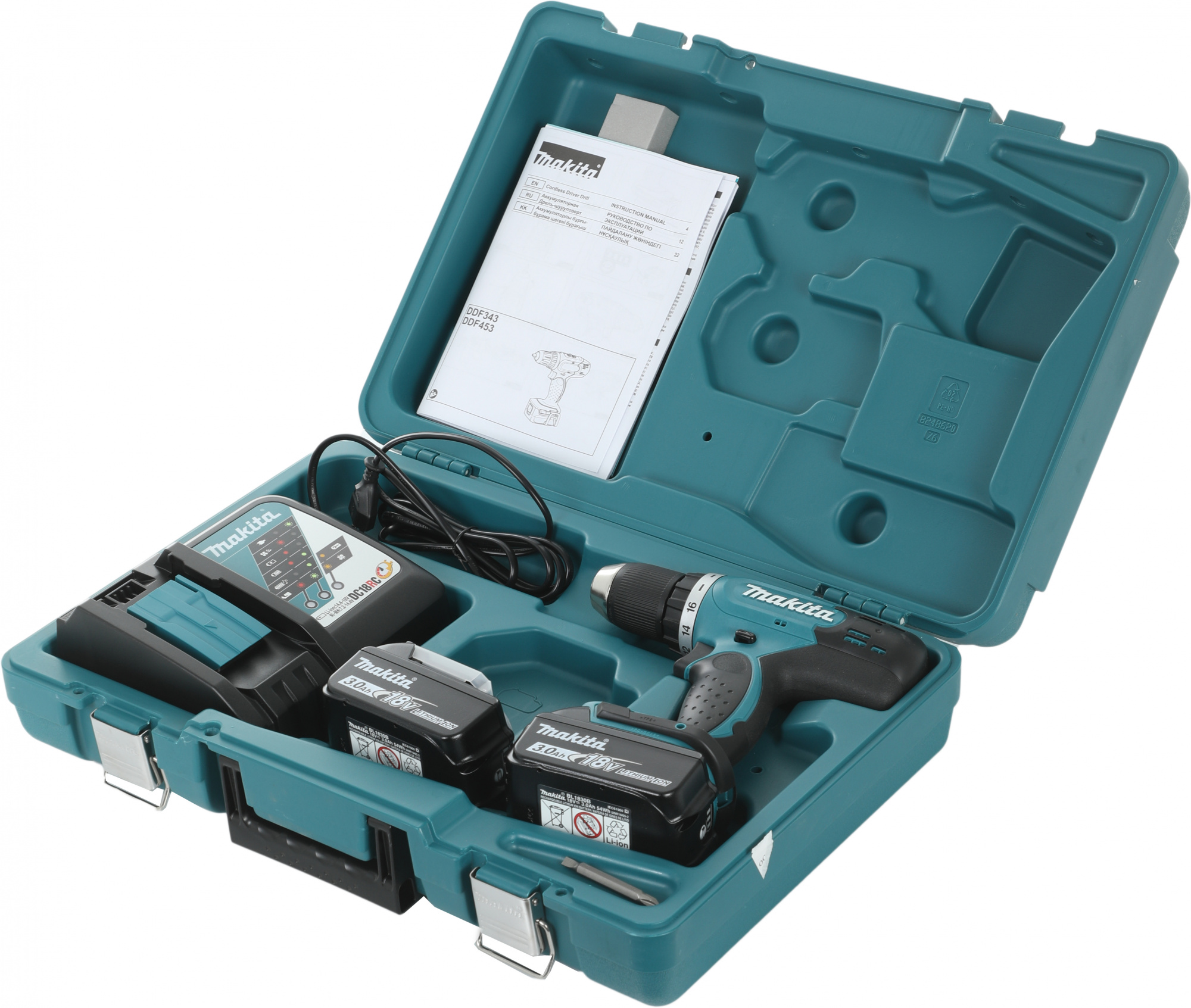 Дрель-шуруповерт Makita DDF453RFE аккум. патрон:быстрозажимной (кейс в комплекте) — миниатюра 10