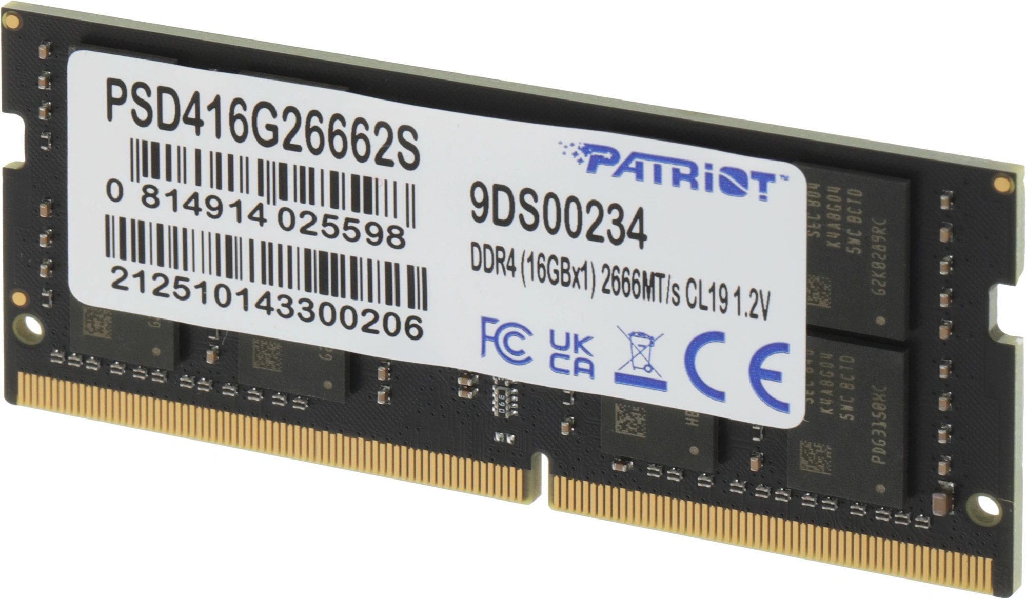 Память DDR4 16Gb 2666MHz Patriot PSD416G26662S Signature RTL PC4-21300 CL19 SO-DIMM 260-pin 1.2В dual rank Ret — миниатюра 2