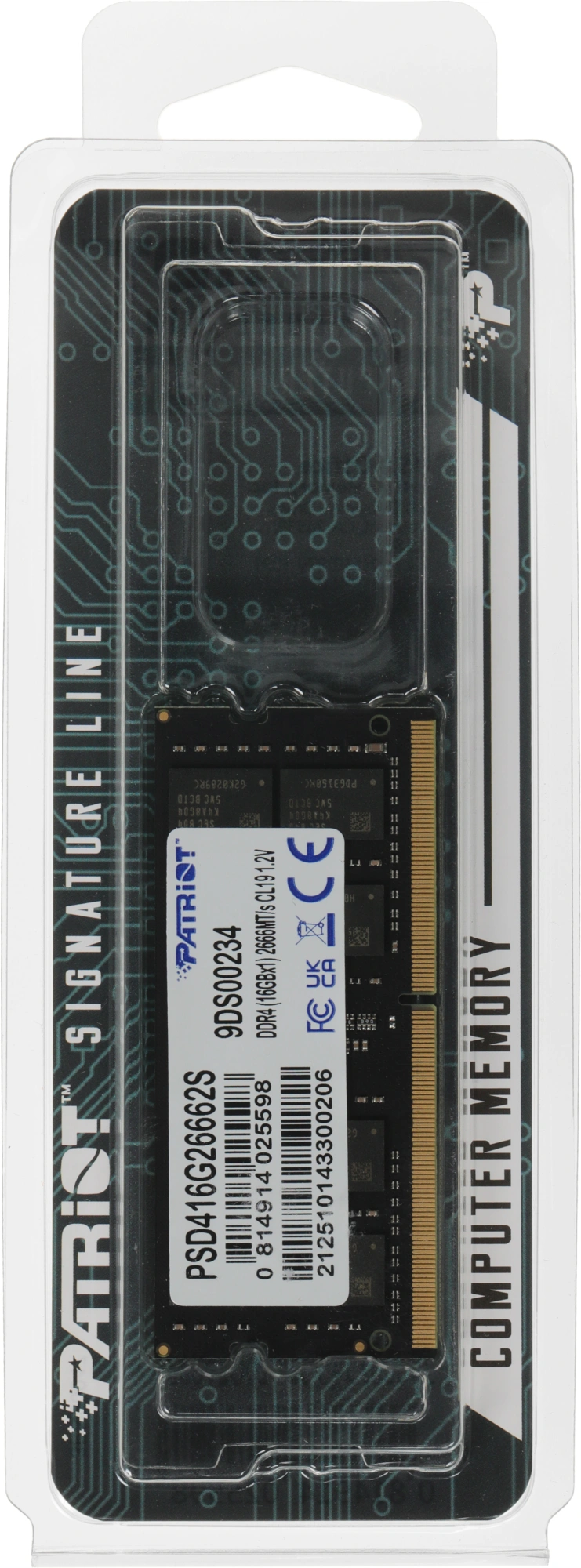 Память DDR4 16Gb 2666MHz Patriot PSD416G26662S Signature RTL PC4-21300 CL19 SO-DIMM 260-pin 1.2В dual rank Ret — миниатюра 3
