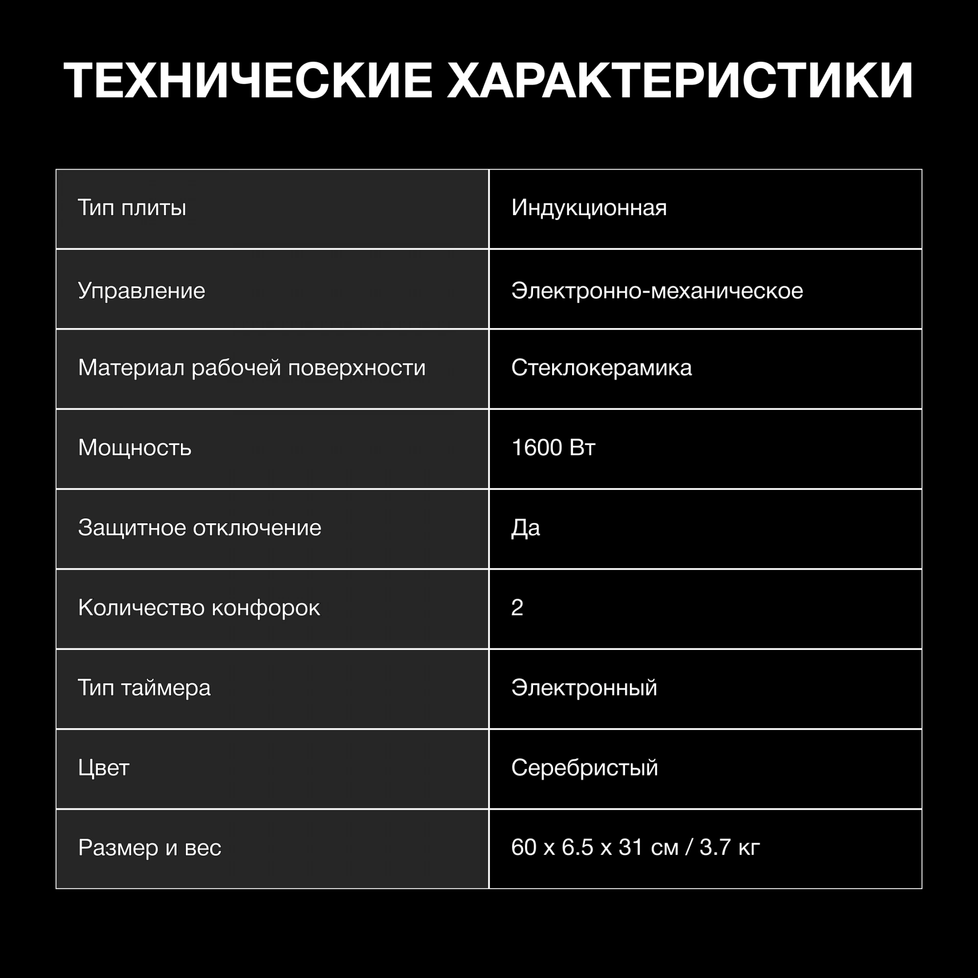 Плита Индукционная Hyundai HYC-0103 серебристый/черный стеклокерамика (настольная) — миниатюра 31