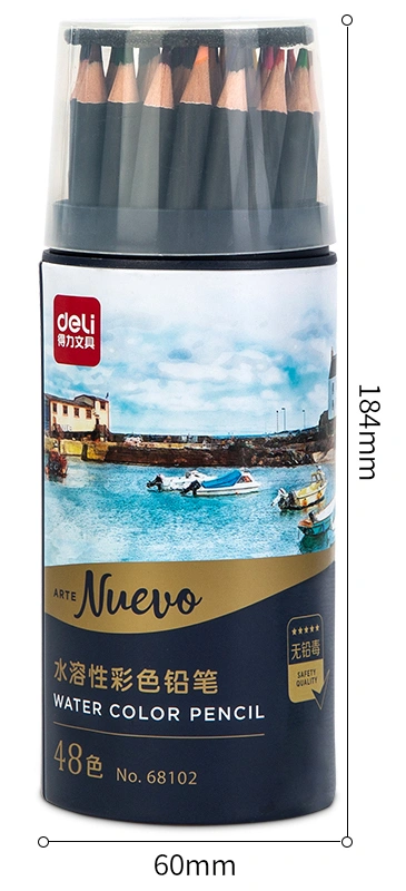 Карандаши цв. Deli 68102 Nuevo липа т.сер. корпус 48цв. мет.туб. — миниатюра 3