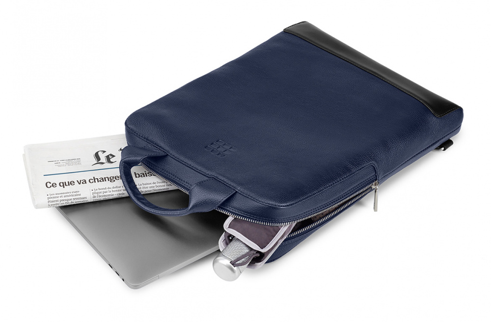 Сумка мужская Moleskine Classic Leather ET84DBVB20 с отделением для ноутбука 15" синяя натур.кожа — миниатюра 4