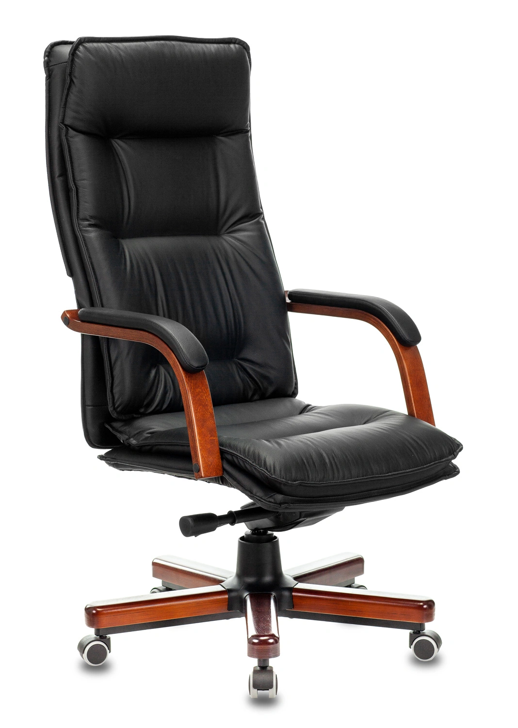 Кресло руководителя Бюрократ T-9927WALNUT черный кожа крестов. металл/дерево — миниатюра 2