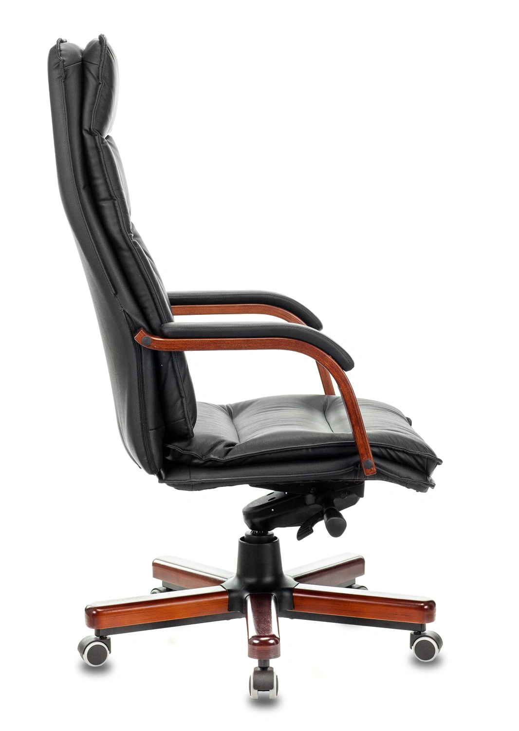 Кресло руководителя Бюрократ T-9927WALNUT черный кожа крестов. металл/дерево — миниатюра 3