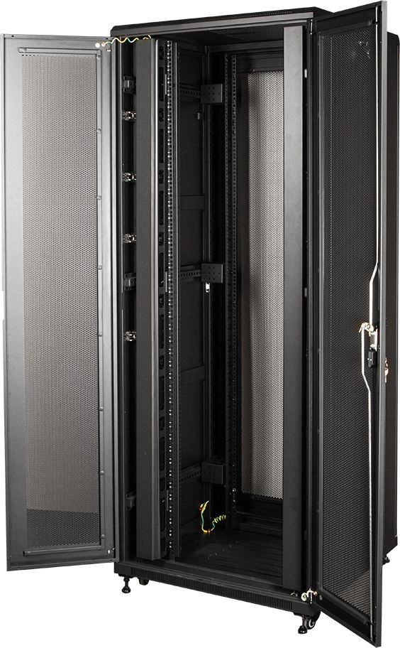 Шкаф серверный Lanmaster (TWT-CBB-47U-8X10-P1) напольный 47U 800x1000мм пер.дв.перфор. задн.дв.перфор.2-хст. 2 бок.пан. 800кг черный 926мм 131.2кг 2277мм IP20 металл — миниатюра 4