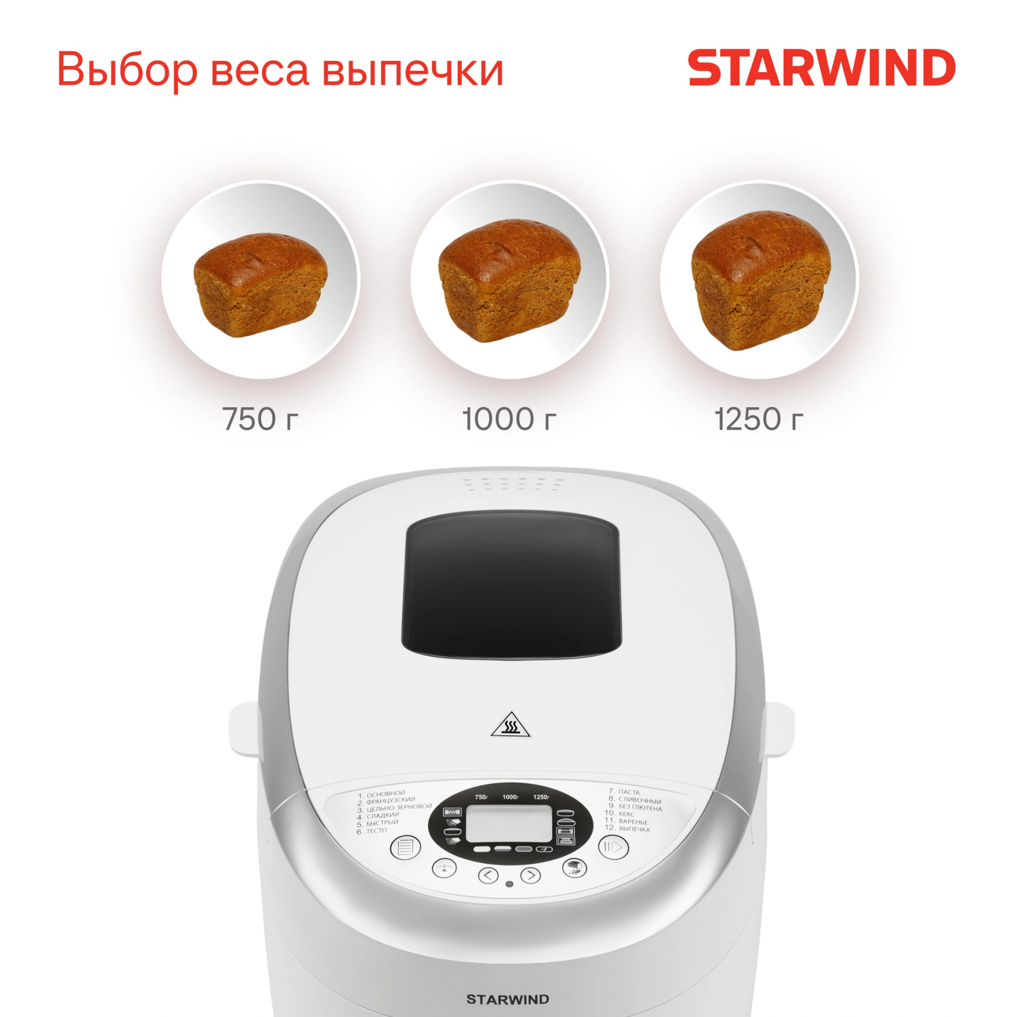 Хлебопечь Starwind SBMM1224 850Вт белый — миниатюра 9