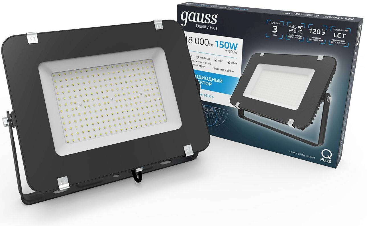 Прожектор уличный Gauss Qplus 613100150 светодиодный 150Втчерный — миниатюра 2