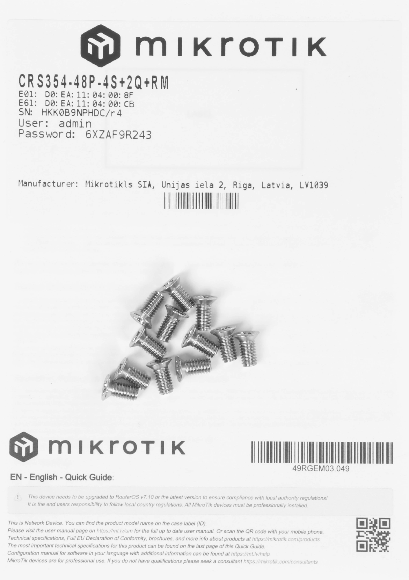 Коммутатор MikroTik CRS354-48P-4S+2Q+RM (L3) 1x100Мбит/с 48x1Гбит/с 4SFP+ 2xQSFP+ 48PoE+ 700W управляемый — миниатюра 4