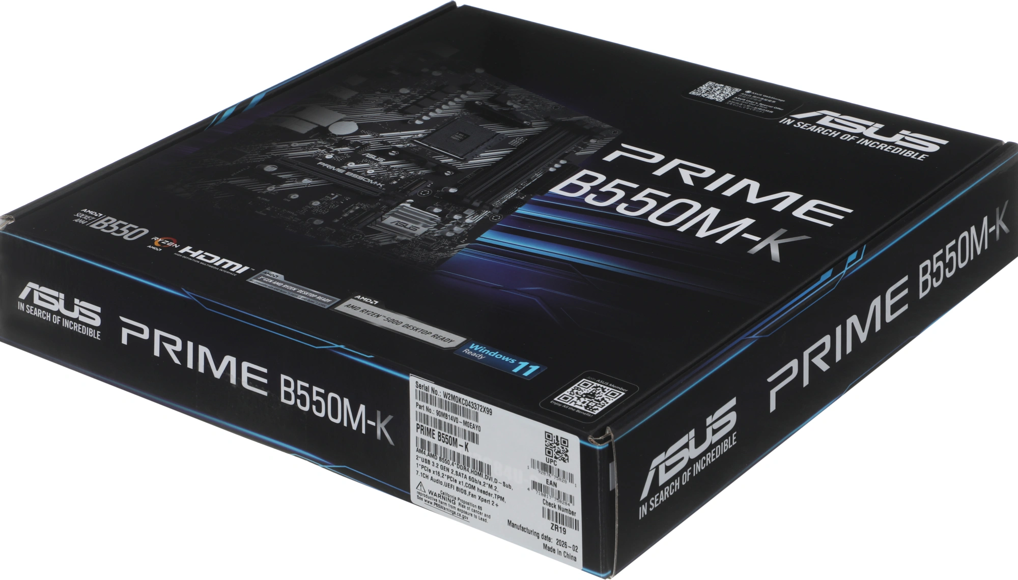 Материнская плата Asus PRIME B550M-K Soc-AM4 AMD B550 4xDDR4 mATX AC`97 8ch(7.1) GbLAN RAID+VGA+DVI+HDMI