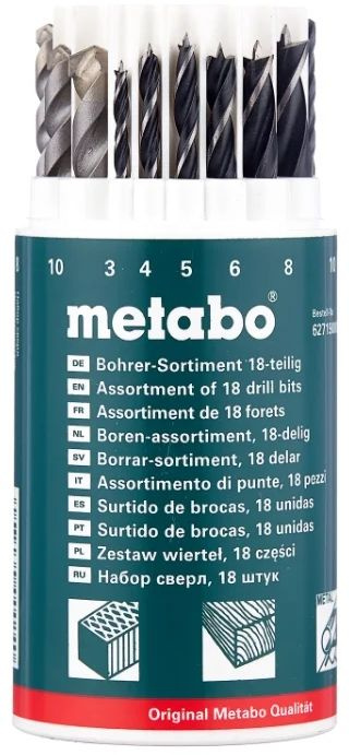Набор сверл Metabo 627190000 по мет/камн/дер (18пред.) для шуруповертов/дрелей — миниатюра 2