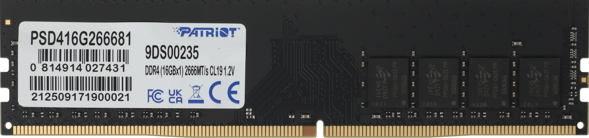 Память DDR4 16GB 2666MHz Patriot PSD416G266681 Signature RTL PC4-21300 CL19 DIMM UDIMM 288-pin 1.2В single rank Ret — миниатюра 3