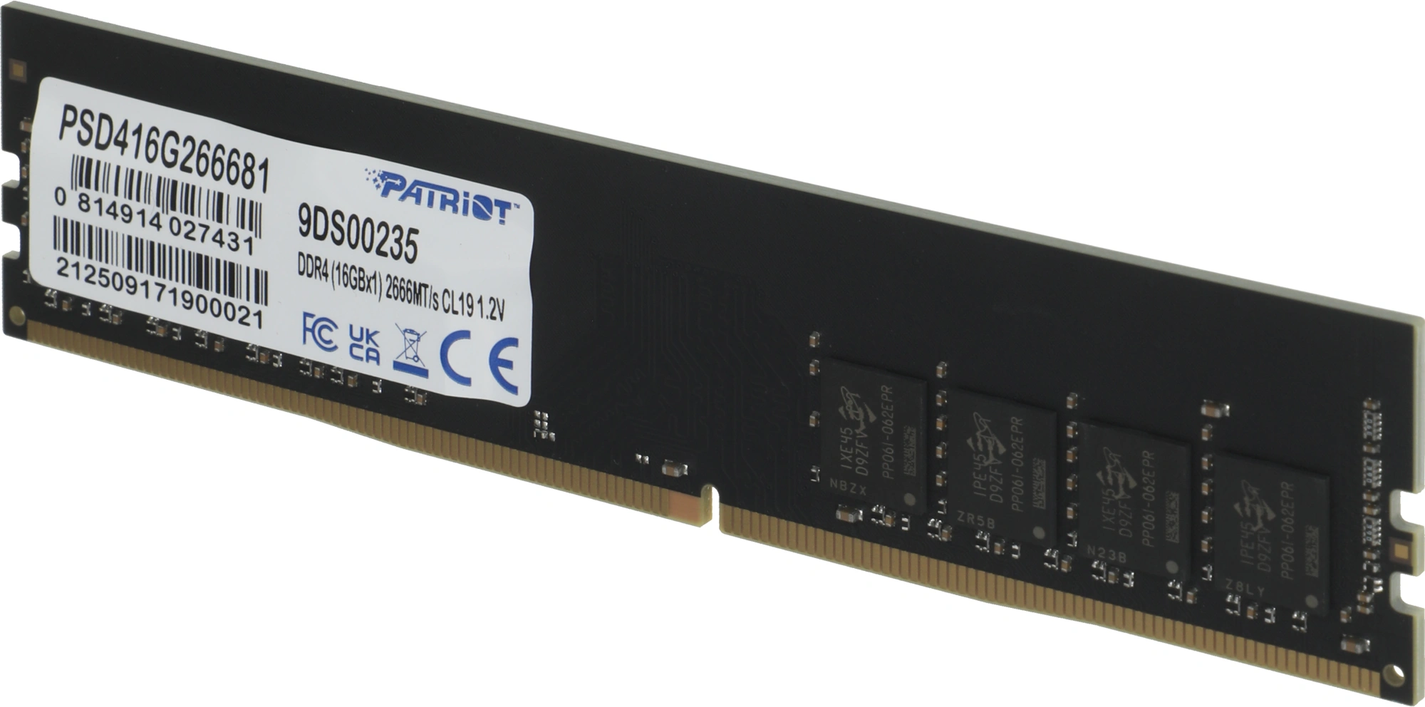 Память DDR4 16GB 2666MHz Patriot PSD416G266681 Signature RTL PC4-21300 CL19 DIMM UDIMM 288-pin 1.2В single rank Ret — миниатюра 5