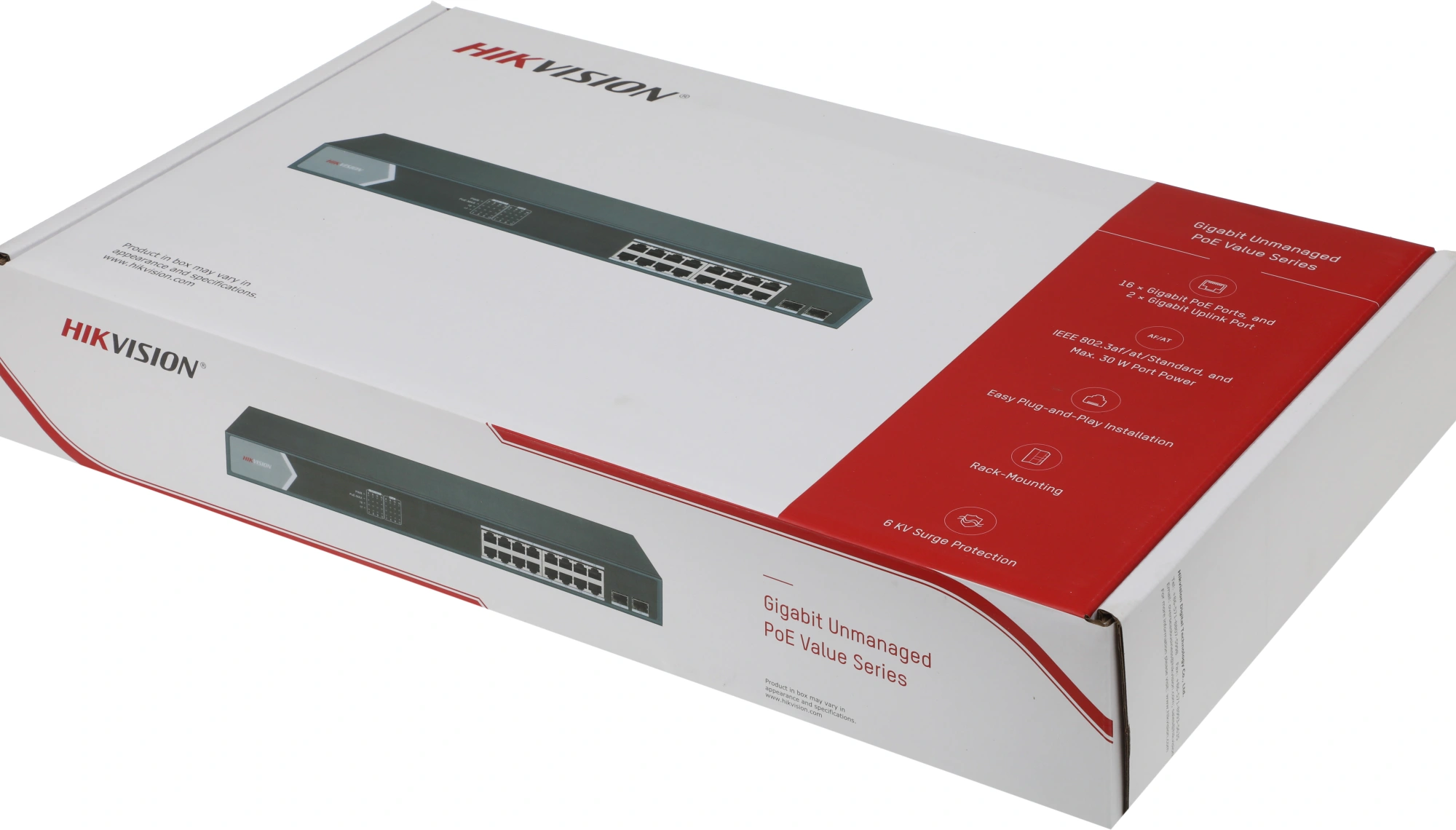 Коммутатор Hikvision DS-3E0518P-E/M(B) (L2) 16x1Гбит/с 2SFP 16PoE 125W неуправляемый — миниатюра 9