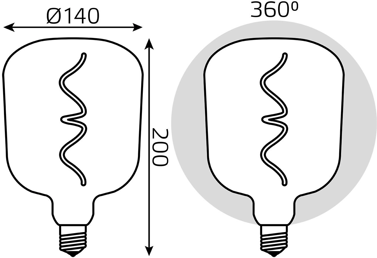 Лампа филам. Gauss Filament V140 5Вт цок.:E27 шар 220B св.свеч.бел.теп. (упак.:1шт) (1008802105) — миниатюра 6