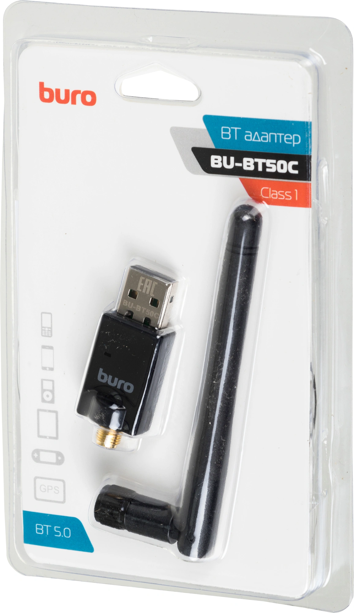 Адаптер USB Buro BU-BT50C BT5.0+EDR class 1 100м черный — миниатюра 8