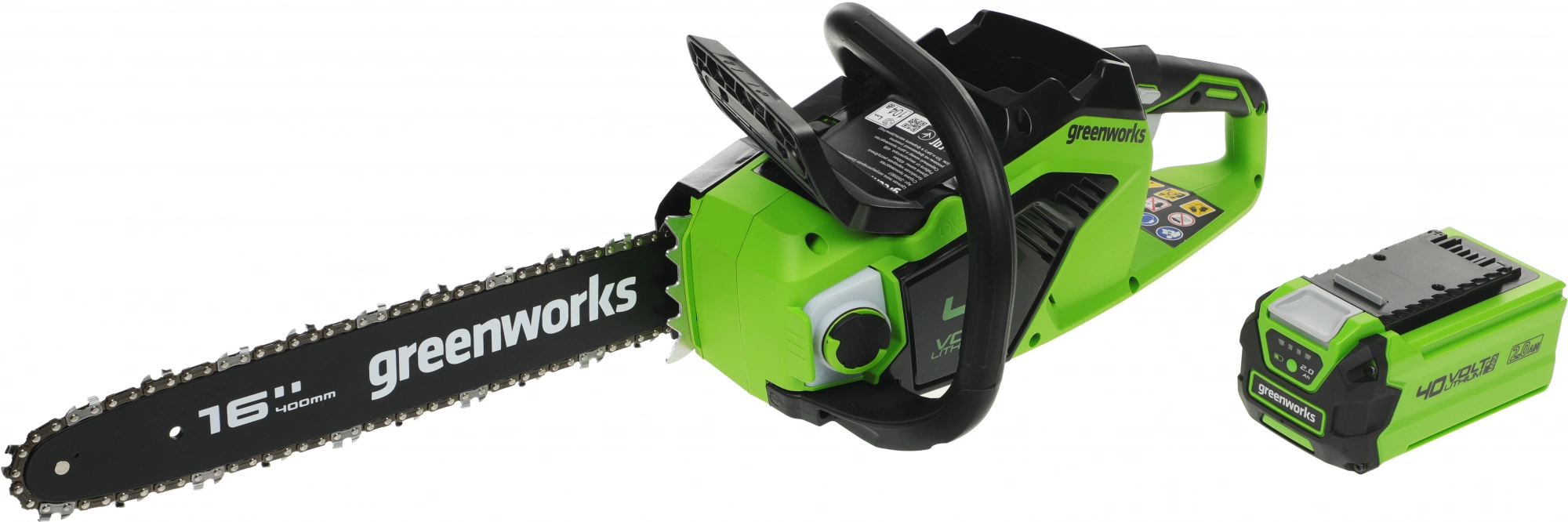 Цепная пила Greenworks GD40CS18 аккум. дл.шины:16" (40cm) 1аккум. 2Ач ЗУ (2005807UA) — миниатюра 10