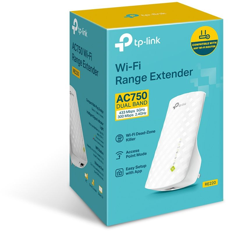 Повторитель беспроводного сигнала TP-Link RE220 AC750 10/100BASE-TX белый — миниатюра 4