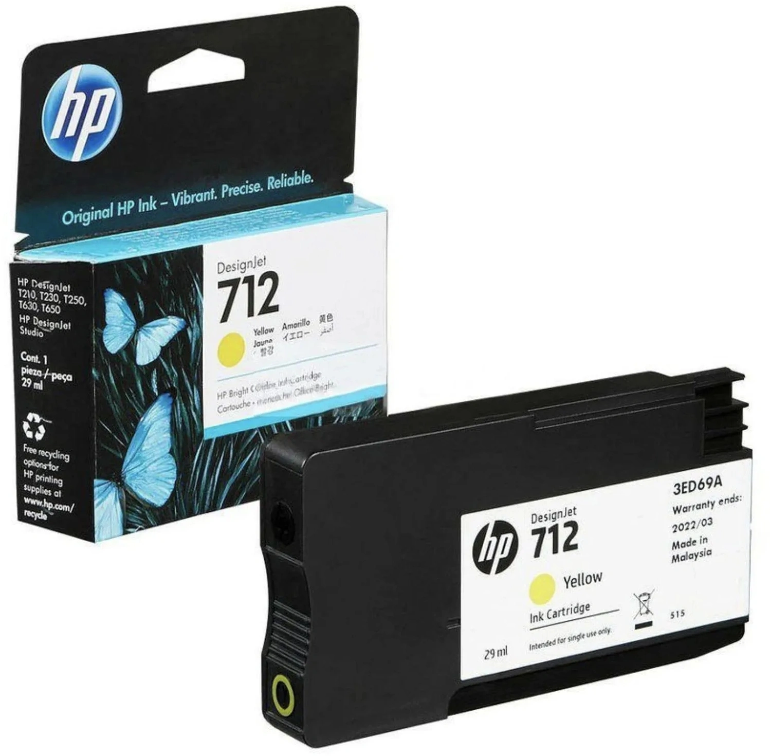 Картридж струйный HP 712 3ED69A желтый (29мл) для HP DJ Т230/630 — миниатюра 3