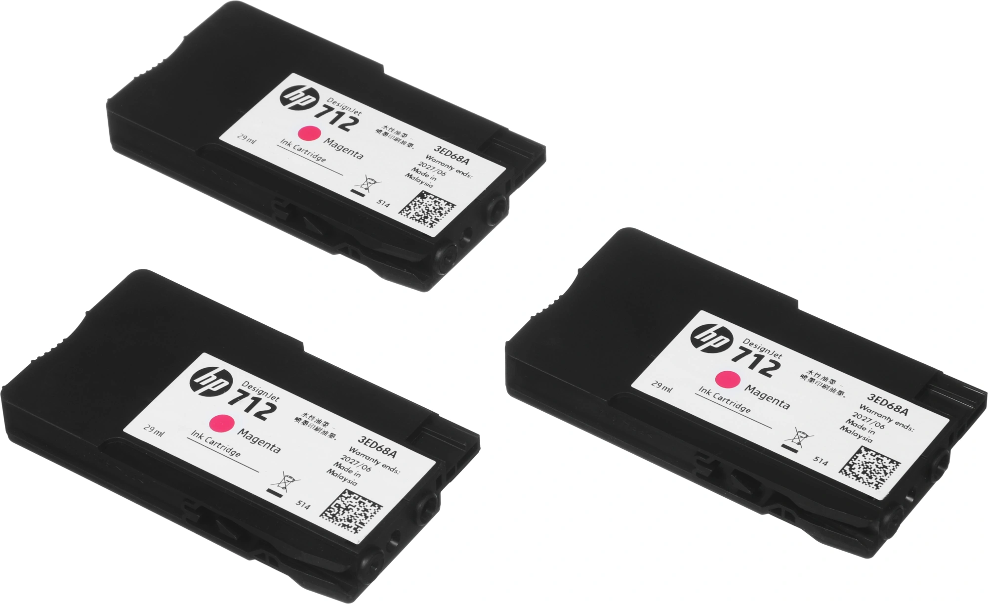 Картридж струйный HP 712 3ED78A пурпурный тройная упак. (29мл) для HP DJ Т230/630 — миниатюра 10