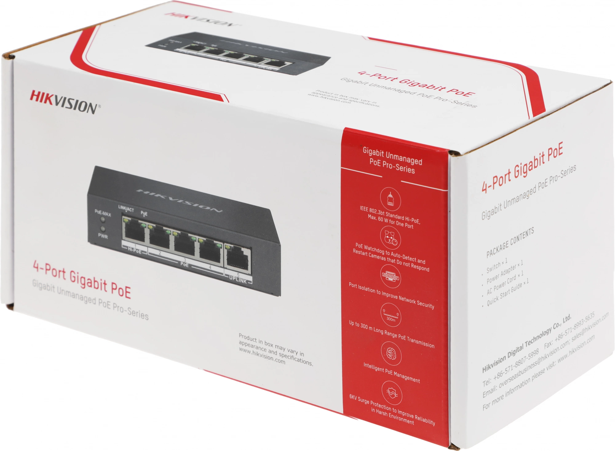 Коммутатор Hikvision DS-3E0505HP-E 5x1Гбит/с 3PoE+ 1PoE++ 60W неуправляемый — миниатюра 7