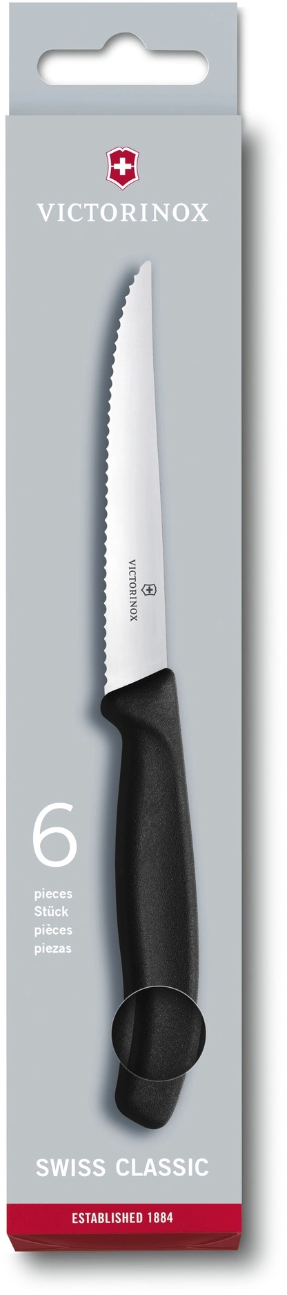 Набор ножей кухон. Victorinox Swiss Classic 6.7233.6 компл.:6предм. черный европодвес — миниатюра 2