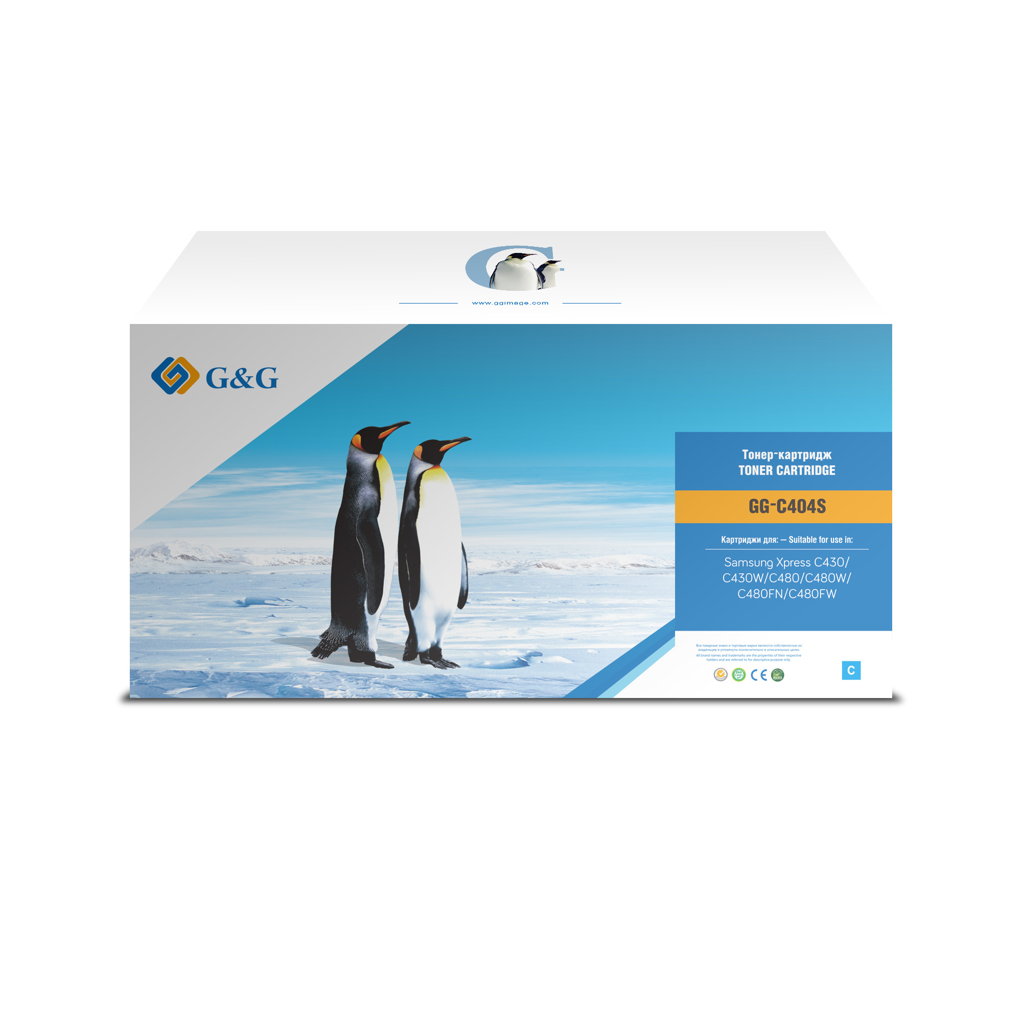 Картридж лазерный G&G GG-C404S голубой (1000стр.) для Samsung SL-C430/C430W/C480/C480W/C480FW — миниатюра 2