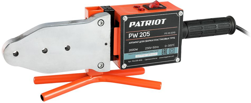 Сварочный аппарат для пластиковых труб Patriot PW 205 2кВт Тмакс.:300 парн.насад. 6насад. (кейс в компл.) (170302010) — фото 1