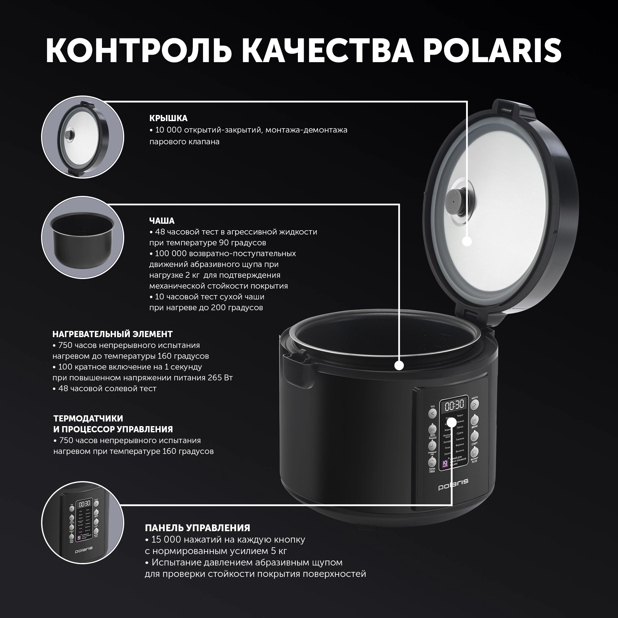 Мультиварка Polaris IQ Home PMC 0521 5л 750Вт черный — миниатюра 10