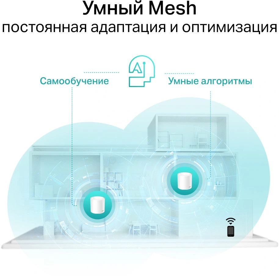 Бесшовный Mesh роутер TP-Link Deco X60(2-Pack) AX5400 10/100/1000BASE-TX белый (упак.:2шт) — миниатюра 4