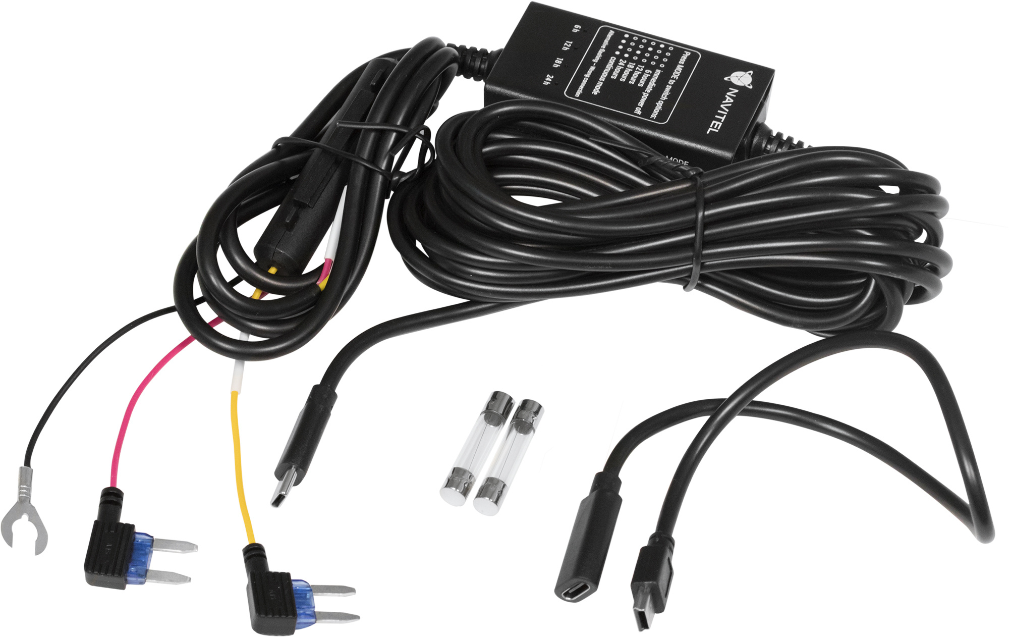 Контроллер питания Navitel Smart Box Max черный 4.5м Вход 12-40 В, выход 5В 2А, защита от разряда аккумулятора, таймер — миниатюра 2