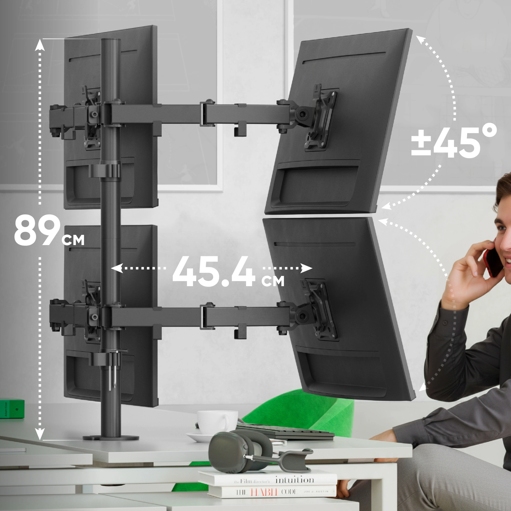 Кронштейн для мониторов Onkron D421E черный 13"-32" макс.32кг настольный поворот и наклон — миниатюра 12