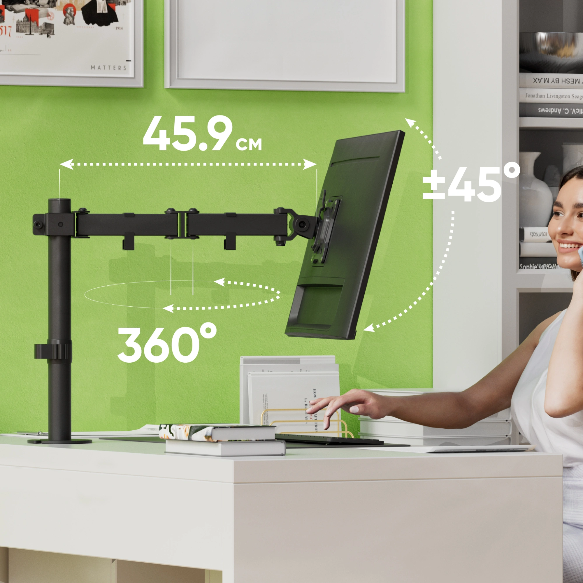 Кронштейн для мониторов Onkron D121E черный 10"-32" макс.8кг настольный поворот и наклон — миниатюра 6
