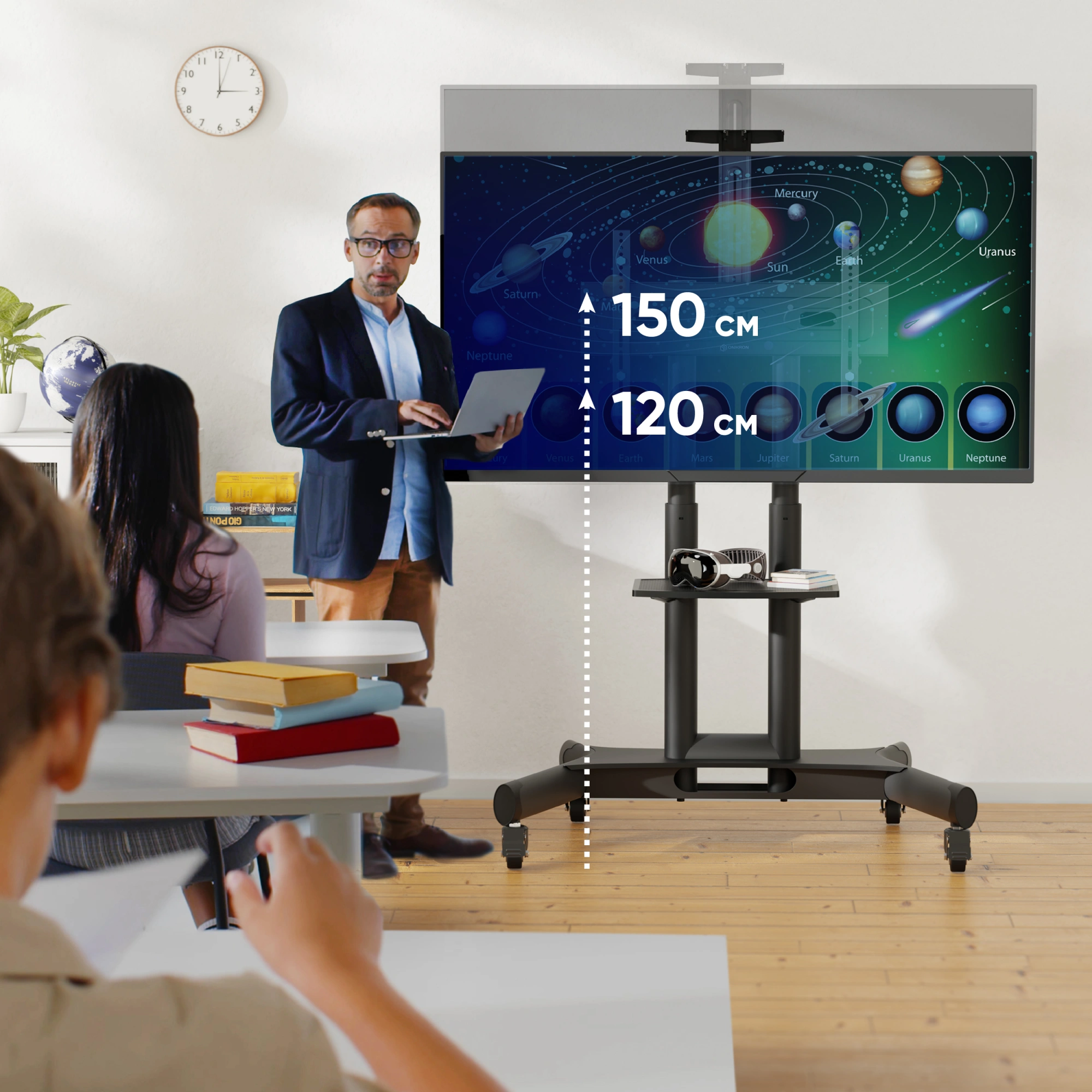Стойка для телевизора Onkron TS1551 черный 40"-70" макс.55.5кг напольный мобильный — миниатюра 5