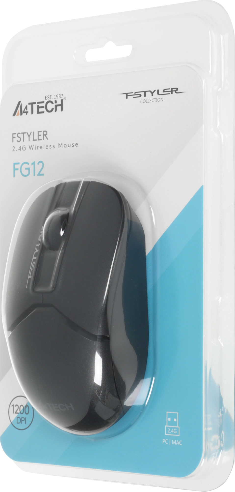Мышь A4Tech Fstyler FG12 черный оптическая 1200dpi беспров. USB 3but (FG12 BLACK)