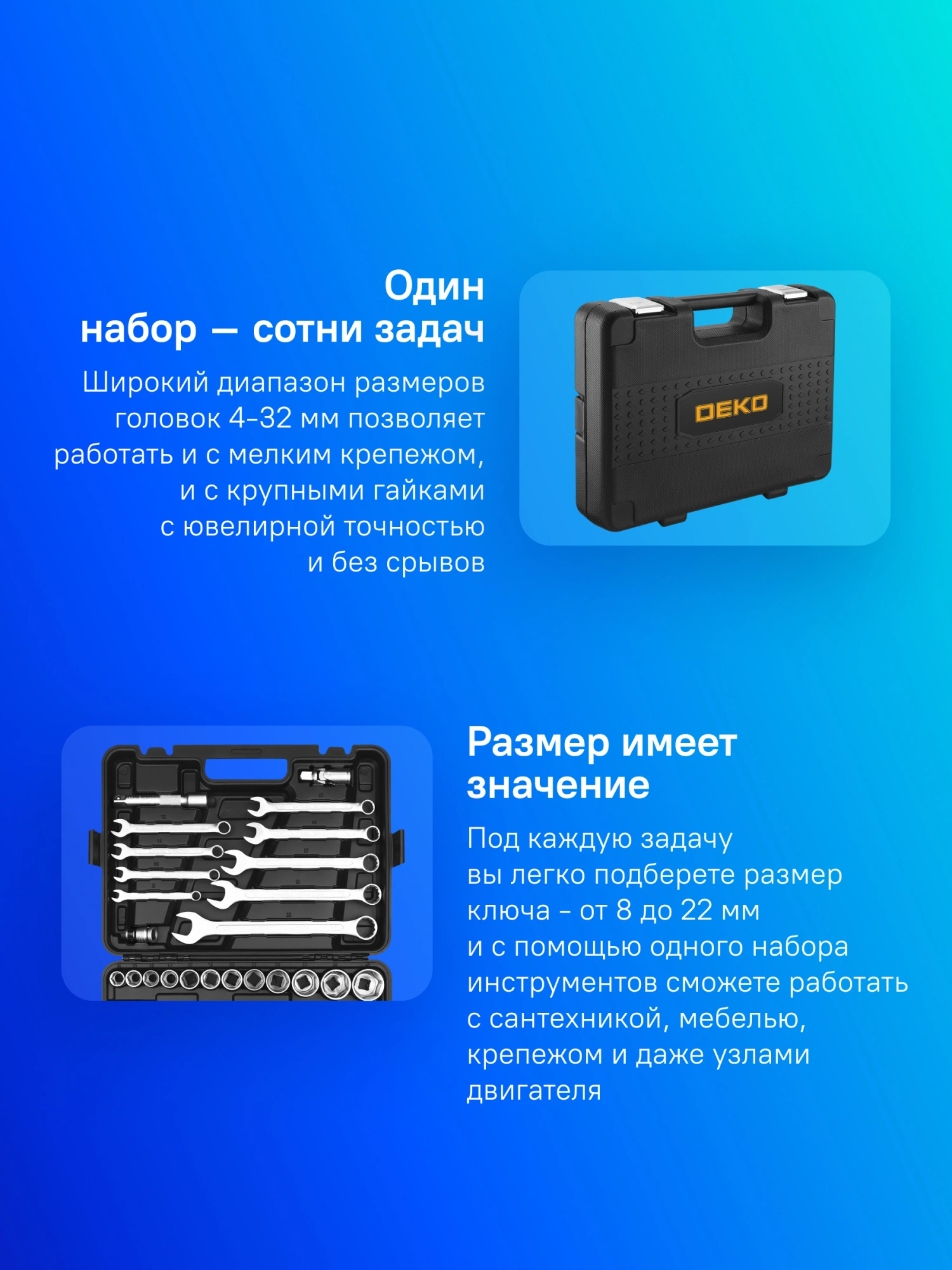 Набор инструментов Deko DKMT82 82 предмета (жесткий кейс) — миниатюра 5