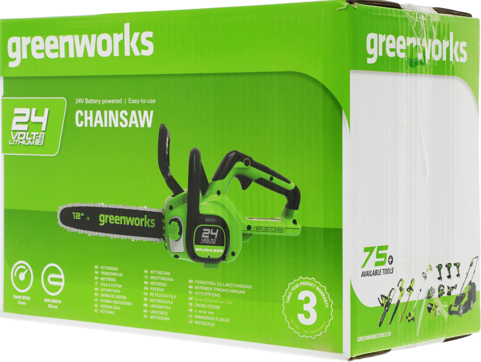 Цепная пила Greenworks GD24CS30K4 аккум. дл.шины:12" (30cm) 1аккум. 4Ач ЗУ (2007007UB) — миниатюра 14