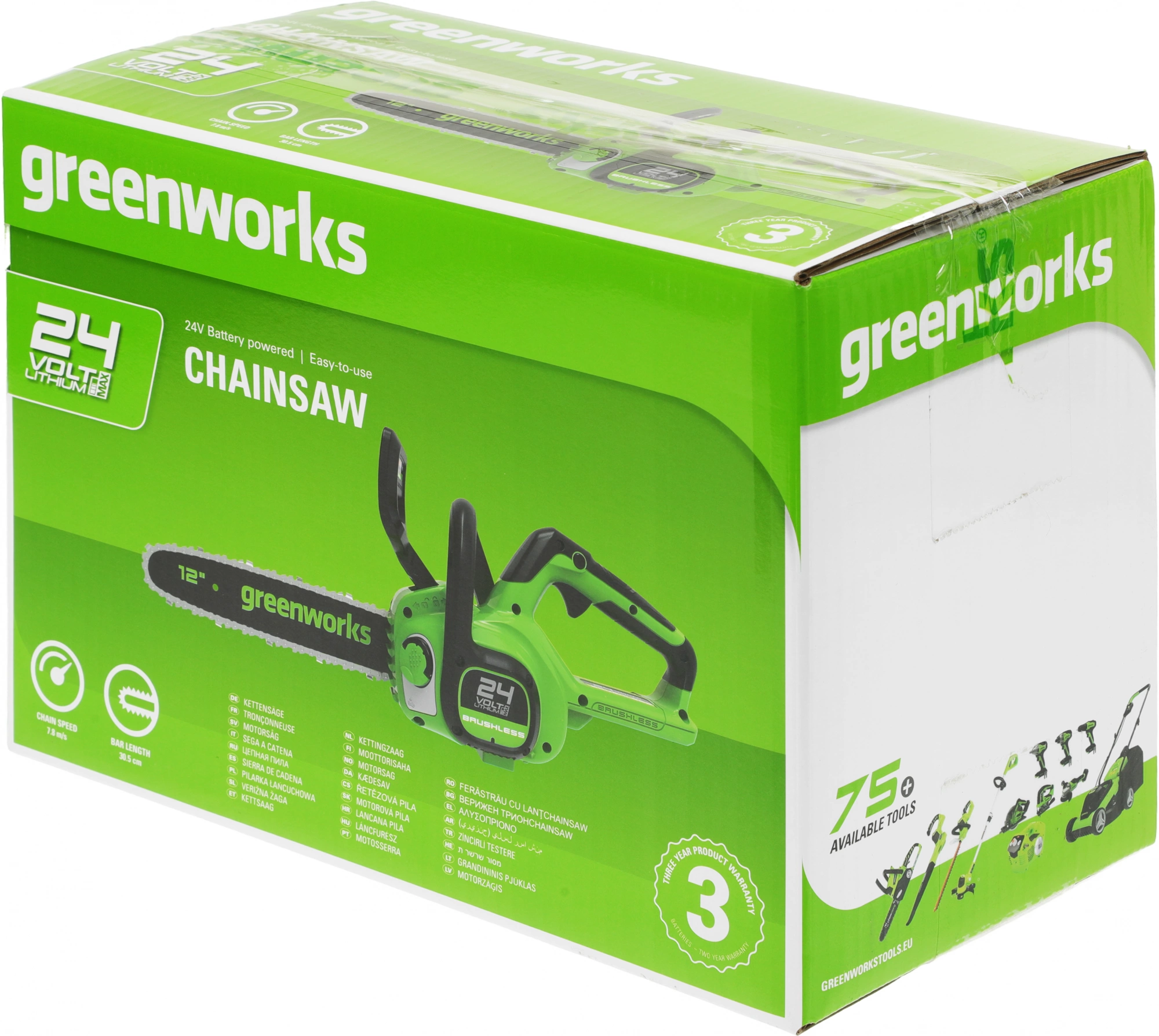 Цепная пила Greenworks GD24CS30K2 аккум. дл.шины:12" (30cm) 1аккум. 2Ач ЗУ (2007007UA) — миниатюра 15