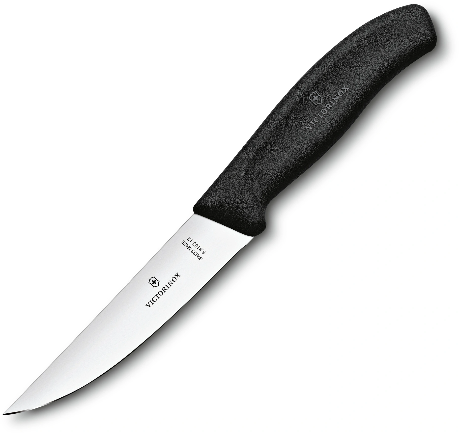 Нож кухонный Victorinox Swiss Classic (6.8103.12B) стальной разделочный лезв.120мм прямая заточка черный блистер — миниатюра 3