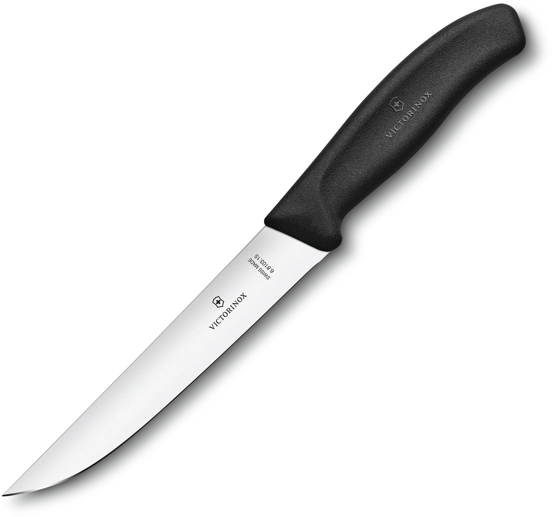 Нож кухонный Victorinox Swiss Classic (6.8103.15B) стальной разделочный лезв.150мм прямая заточка черный блистер — миниатюра 3