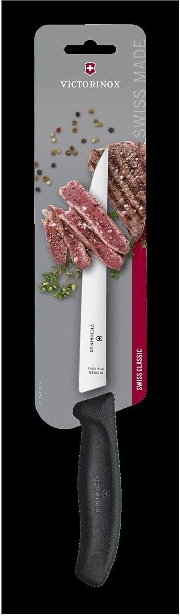 Нож кухонный Victorinox Swiss Classic (6.8103.18B) стальной разделочный лезв.180мм прямая заточка черный блистер — миниатюра 4